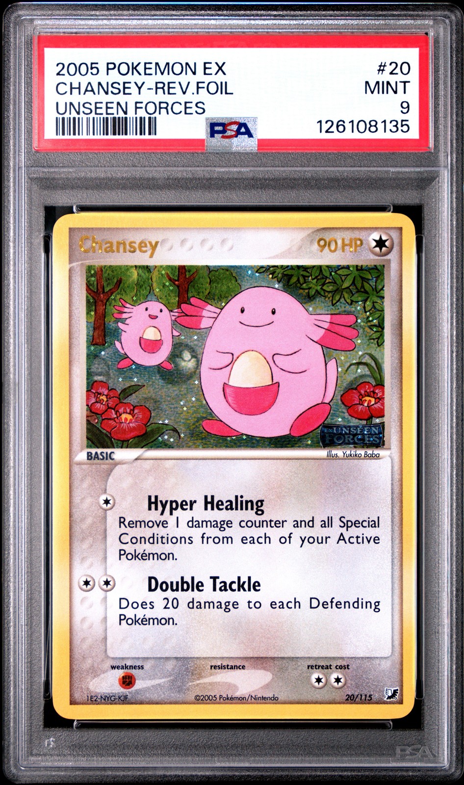 2005 POKEMON EX UNSEEN FORCES #20 CHANSEY-REVERSE FOIL PSA 9