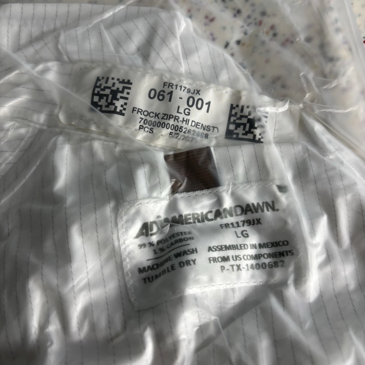 ADI American Dawn Lab Coat Jacket Frock Zipper Hi Density Carbon Large FR1179JX