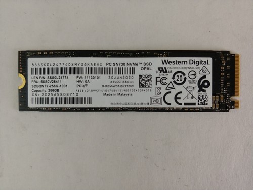 Western Digital SN730 SDBQNTY-256G 256 GB NVMe 80mm Solid State Drive
