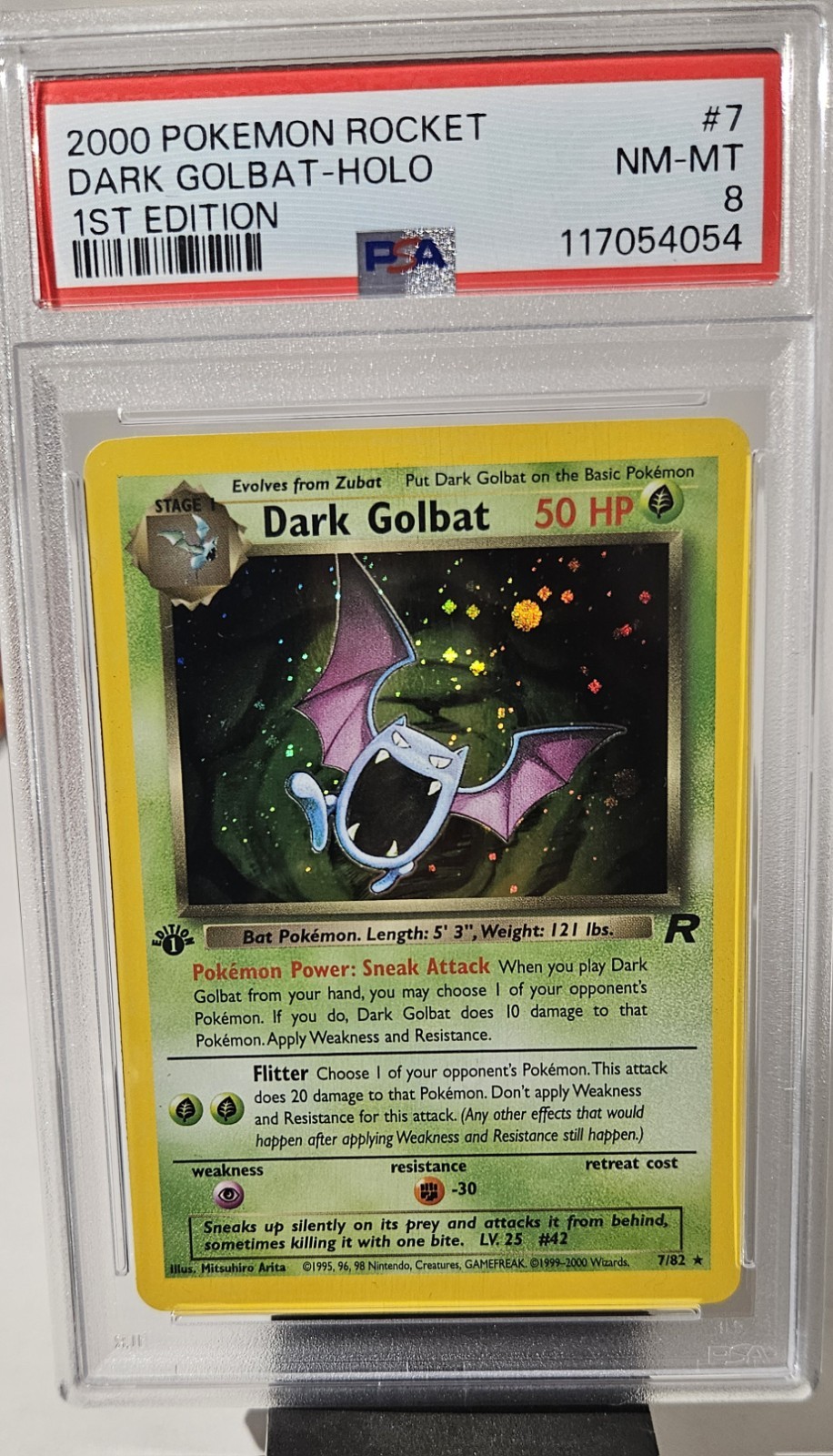 2000 Pokémon 1st Edition Team Rocket (DARK GOLBAT) HOLO GRADED PSA-8 CARD #7/82