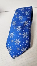 Barry Wang Snowflake SILK TIE Blue Holiday Winter NEW w TAG Necktie Handtailored