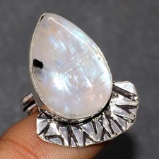 925 Silver Plated Rainbow Moonstone Jewellery Ring Handmade Size Us 8 GW