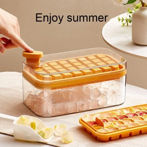 64 Gitter Eiswürfelform mit Deckel Eiswürfelbehälter Eiswürfelbereiter Eiswürfel - Bild 4 von 4