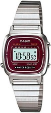 Casio LA-670WA-4 Digital Watch Silver Wine Red Vintage Style