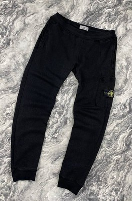 Stone Island Fleece Garment Dyed Cargo Pants Sweatpants Men Size L Black