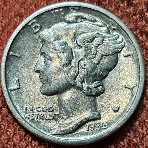 1935 D Mercury Dime 10C Silver Coin Nice AU
