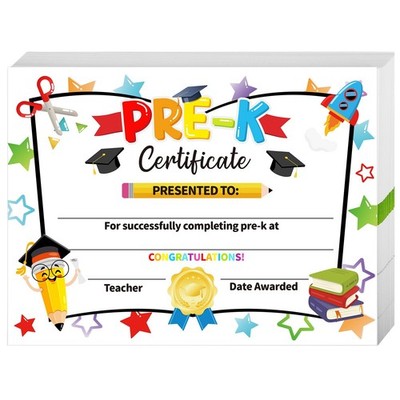 30 PCS PreK Graduation Diploma 2026 Award Certificate 8.3x11 Inch Kids