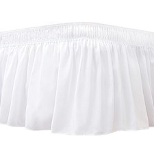 Wrap Around Bed Skirt Dust Ruffle 4 Queen Beds 11" drop White Adjustable Elastic