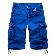 Mens Casual Solid Cargo Shorts Multi Pockets Washed Lounge -30 31 32 34 36 38 40