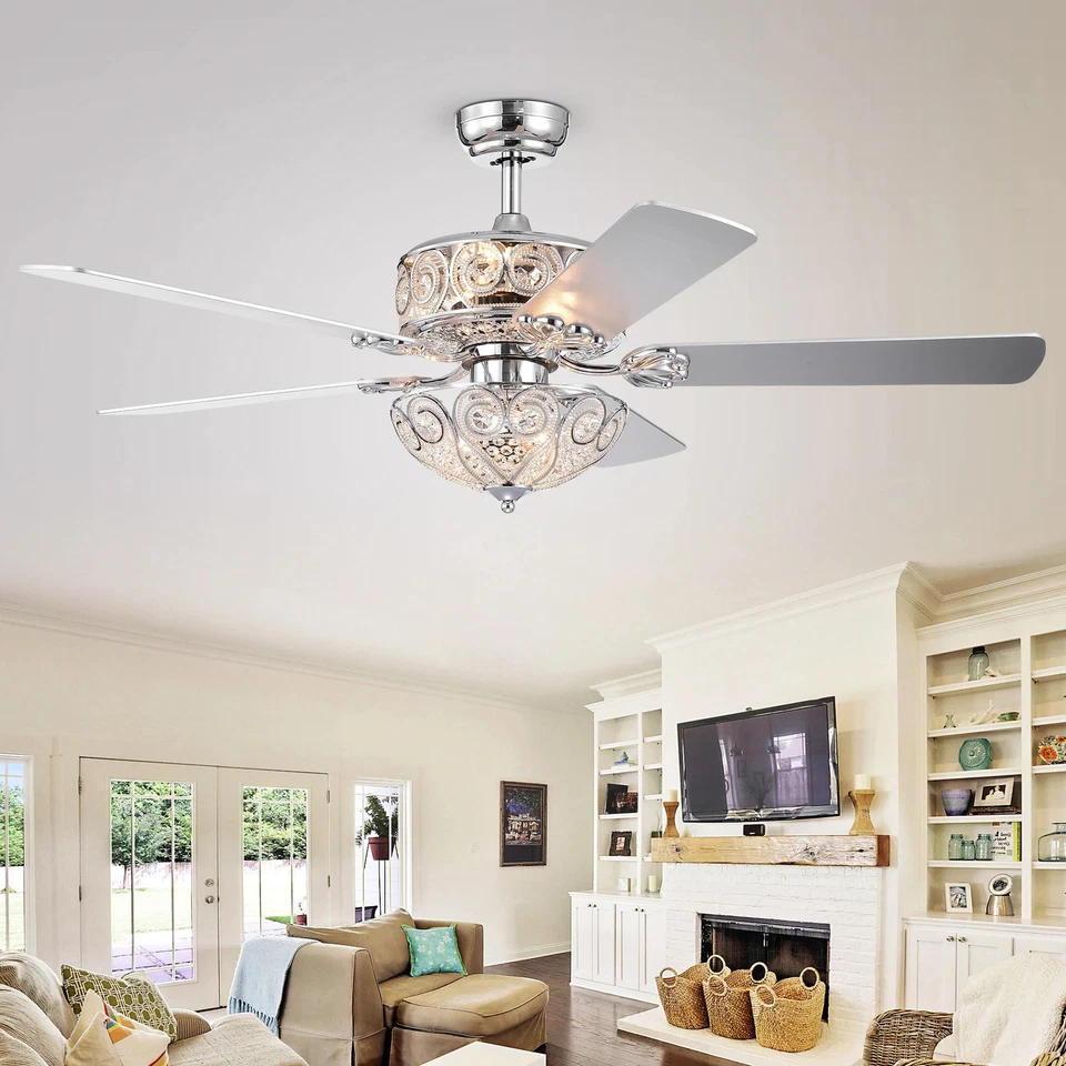 Catalina Chrome 5-blade 52-inch Crystal Ceiling Fan - Image 2 of 4