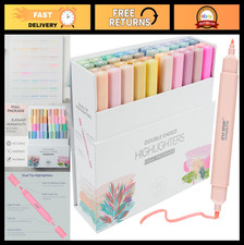 Aesthetic Dual Tip Highlighters - No Bleed, Fine  Chisel Point, Pastel Colors f