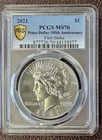 2021 Peace Dollar - PCGS MS70-Gold Shield-Peace Dollar 100th Anniv. First strike