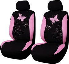 Butterfly Car Seat Covers Ful Set Fashion Universal 2 Fronts -- Lace Pink Lace