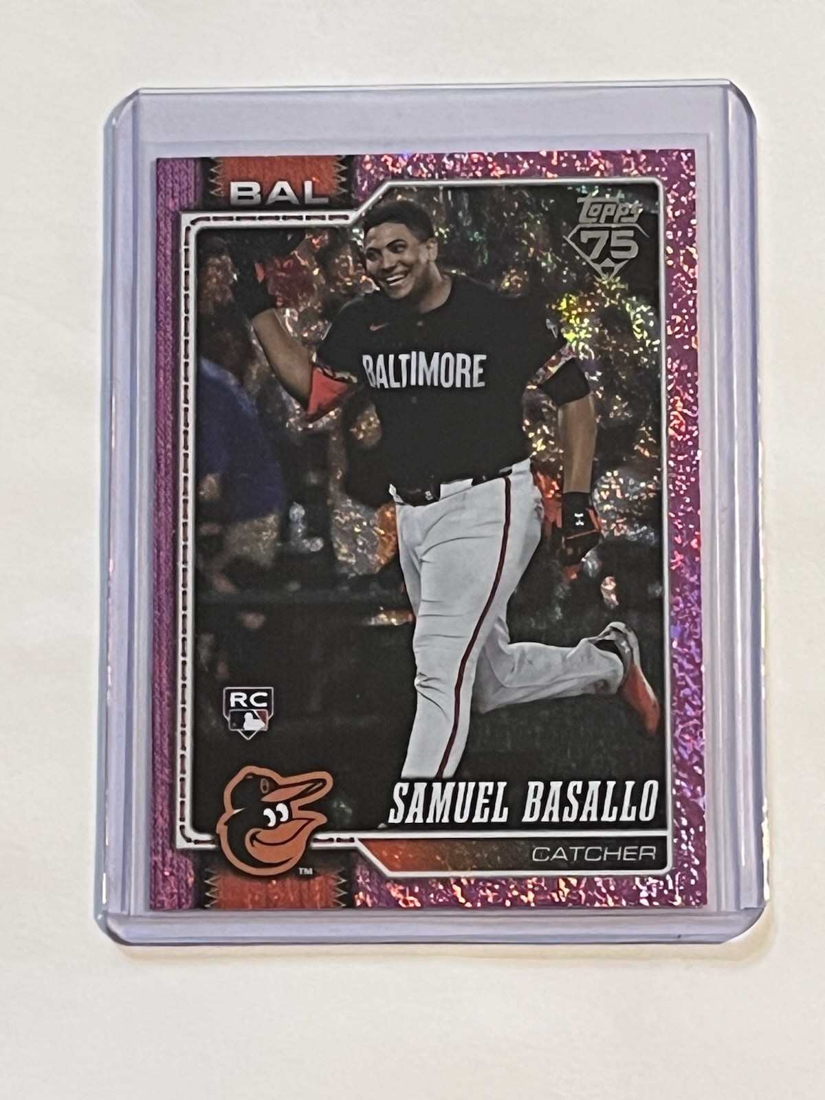 2026 Topps Series 1 Pink Holo Foil Samuel Basallo RC #104 Orioles