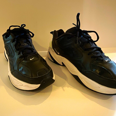 Nike M2K Tekno A03108-005 Black/White Leather Low Top Lace-Up Sneakers