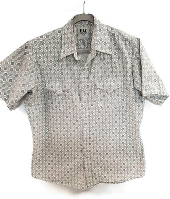 Ely Cattleman Shirt Mens Large White Black Western Short Sleeve Cowboy Bandana