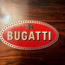VINTAGE ENAMEL AUTOMOBILE RADIATOR CAR EMBLEM / BADGE ETTORE BUGATTI FRANCE