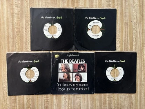 Vintage The Beatles Apple Records 45 RPM Lot (5)-Hey Jude, Let It Be, Something