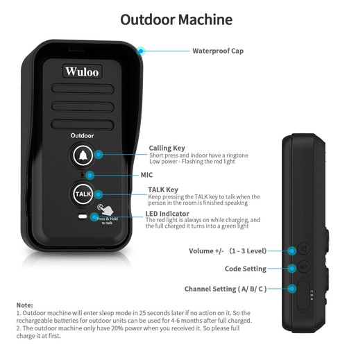 Wireless Doorbell Voice Intercom Rechargeable Door Bell Ring for Home Security - Picture 42 of 56