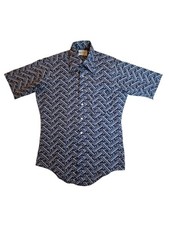 Vintage 70s Kmart Permanent Press Geometric Chevron Button Up Shirt Mens S