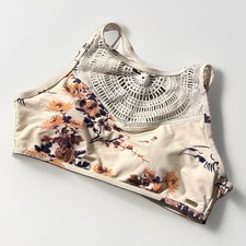Women's Roxy Swim Suit Top Size Medium Cream Floral Washed Never Worn New