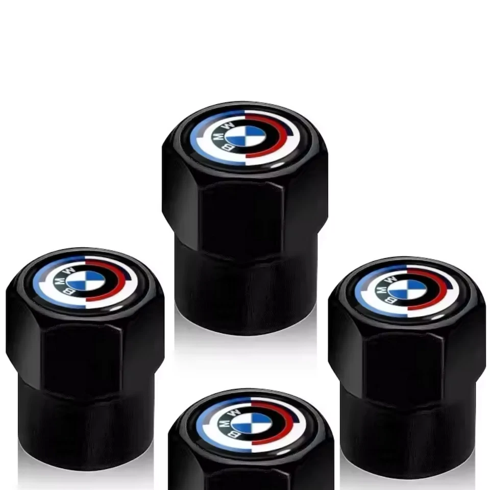4x bouchon de valve BMW 50e anniversaire aluminium anodisé NOIR - capuchon roue - Photo 1/1
