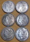 6 -.90 SILVER MORGAN DOLLARS (AU-UNC.) SOME TONED