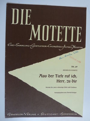 choral score H. SCHUETZ aus der tiefe ruf ich herr zu dir, die motette 69