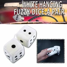 Zone Tech Plush Pair Black White Hanging Vintage Mirror Car Vehicle Fuzzy Dice