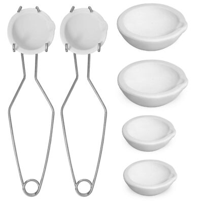 8 Pcs Crucibles for Melting Metal Kit, 4 Ceramic Quartz Crucibles
