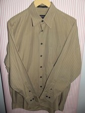 Alfred Sung Men's Collection Shirt Size M Brown Stripe Button.