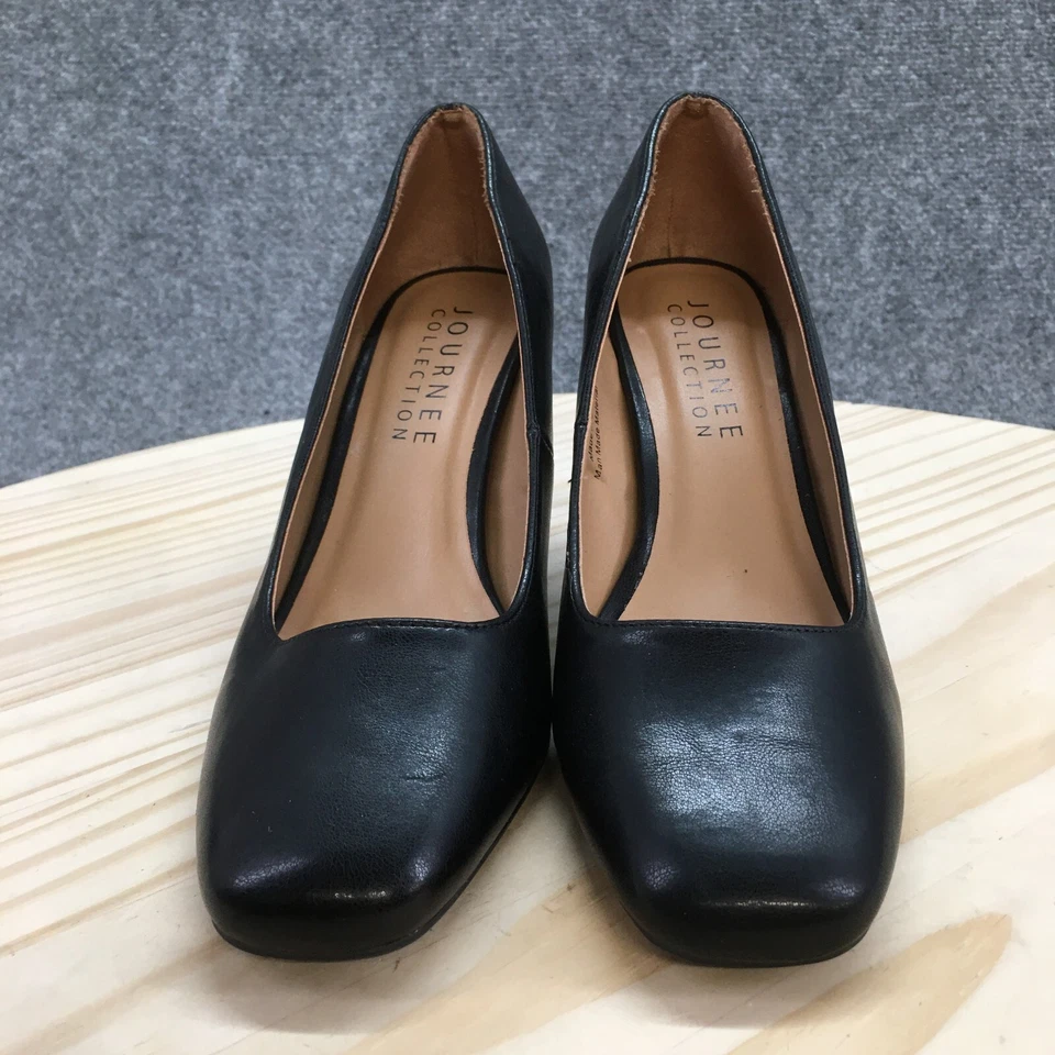 Женские классические туфли-лодочки на высоких каблуках Journee Collection 7 черные искусственная кожа без шнурков - Изображение 4 из 4