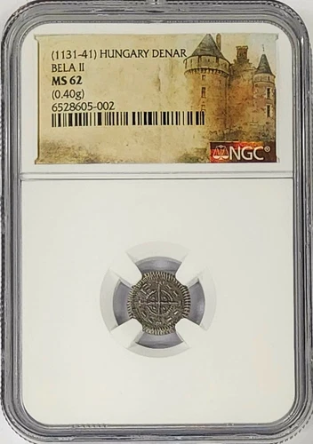 1131-41 Hungary Denar Bela II Silver NGC MS 62