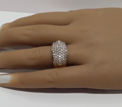 14K Yellow & White Gold Diamond Dome Ring Sz 7.5 - Picture 2 of 12