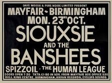 Siouxsie and the banshees / Human league quad poster print 30x40" 1978 Concert