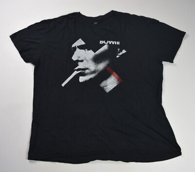 David Bowie 'X Smoking Portrait Red' Official Licensed Men's T-Shirt - Black, Unisex Cotton Tee