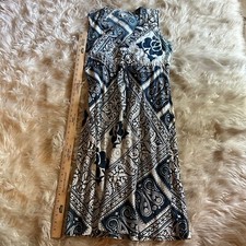 Gap Pattern Dress Women Size Medium Marled Blue Beige Thin Accents comfort