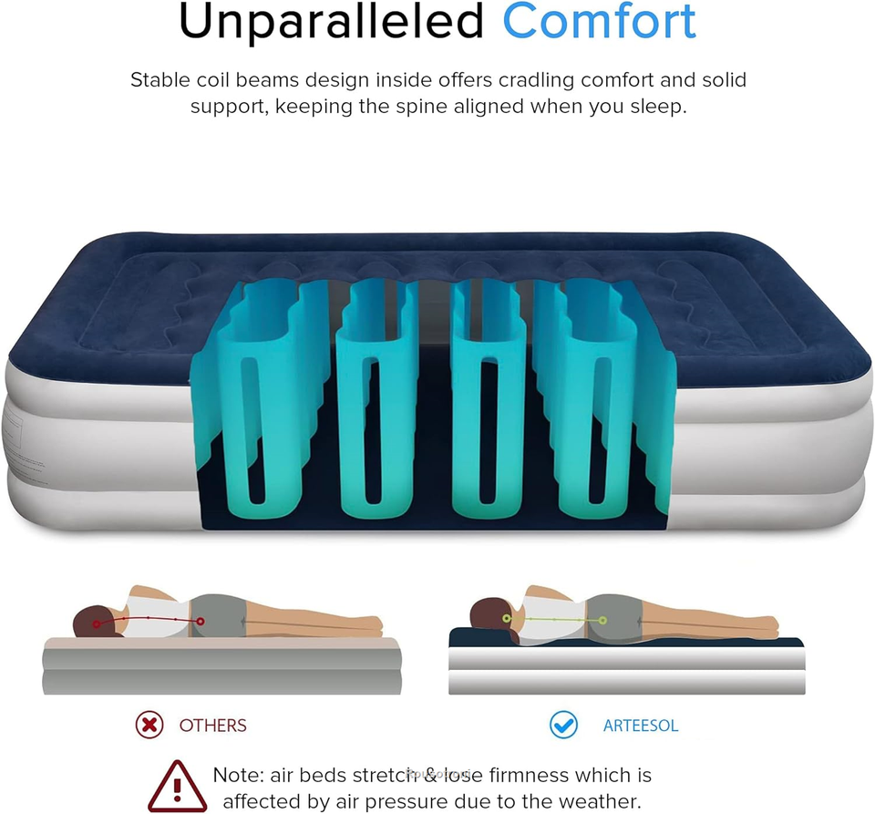 Luxury Air Bed Fold up Blow up Mattress, Single AirBed Self Inflatable