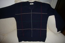 NWOT Pringle of Scotland Sweater Pullover V- Neck 100 Lambs Wool Navy 44" XL