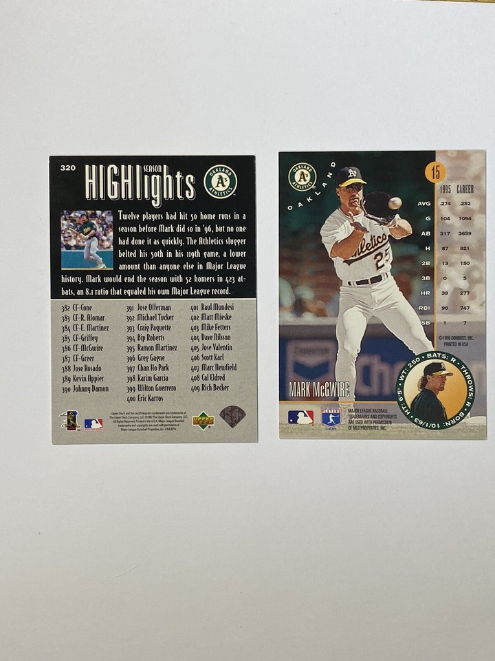 1996 Donruss 1997 Upper Deck Season Highlights Mark Mcgwire Baseball 1996-donruss-1997-upper-deck-season-highlights-mark-mcgwire-baseball
