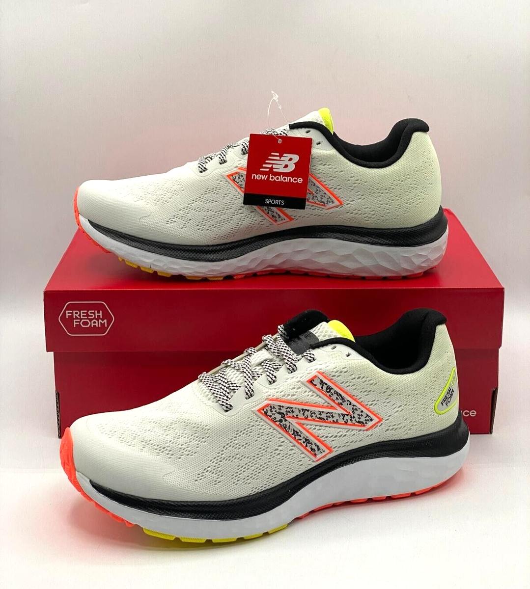 New Balance Men's Fresh Foam 680 V7 White/Cosmic Pineaple