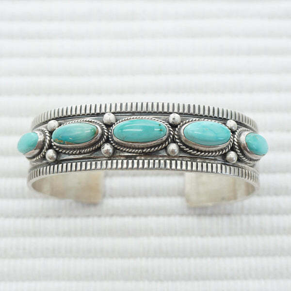 Andy Cadman Native Navajo Sterling Silver & Turquoise Five Andy Cadman Native Navajo Sterling Silver & Turquoise Five