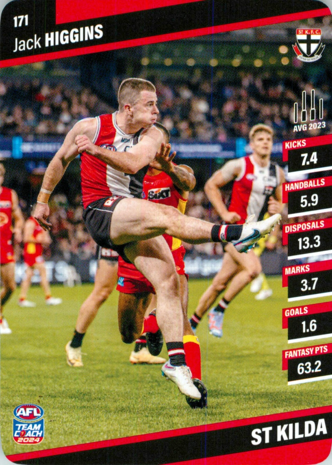 2024 St Kilda Saints AFL TeamCoach Card - Jack Higgins