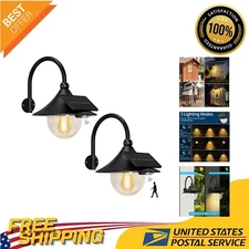 Rustic Solar Barn Lights with Motion Sensor & 3 Modes - 2 Pack Outdoor Elegance