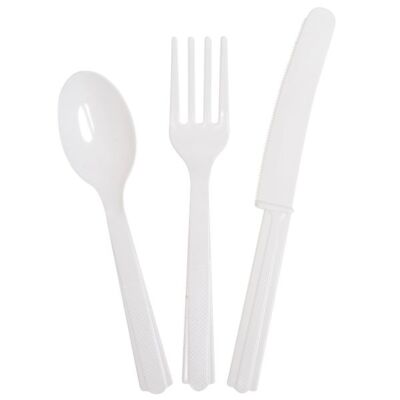 Plastik Besteck einfarbig bunt 18 tlg. Party Deko Dekoration Einwegbesteck Gabel