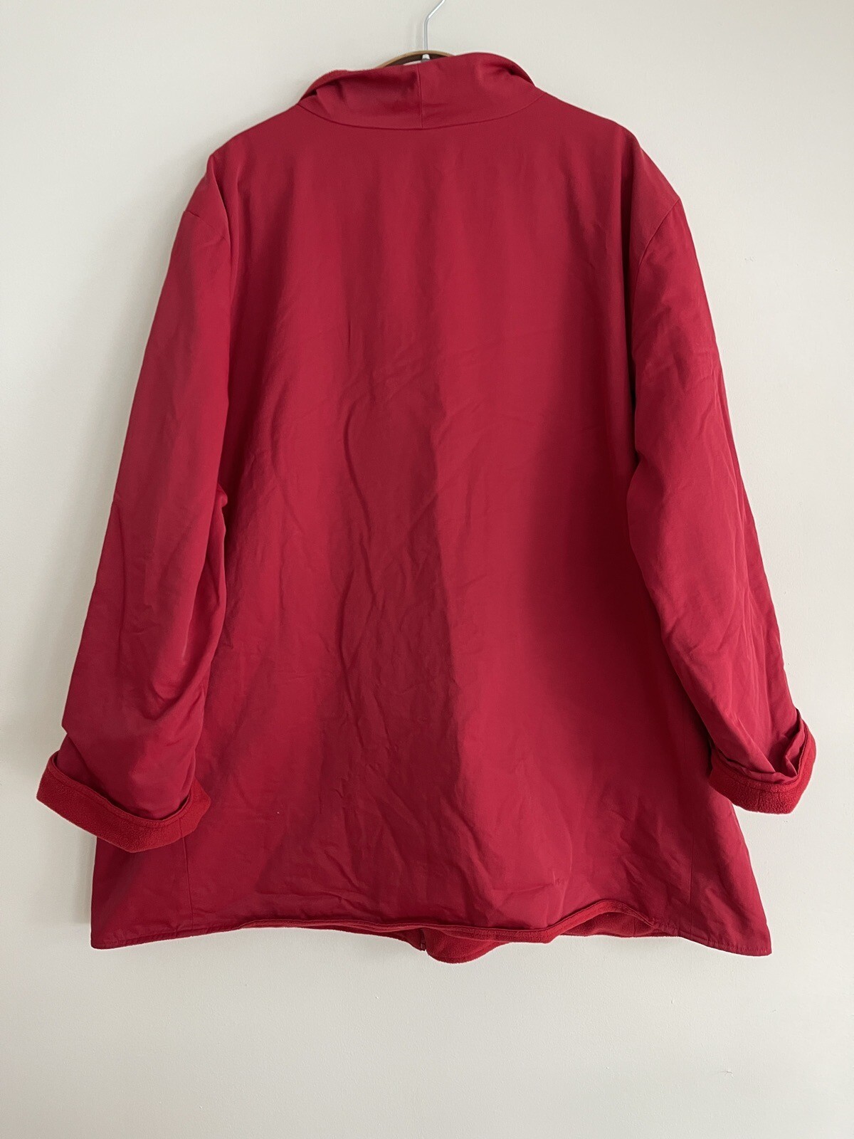 Eileen Fisher Woman Plus Size Red Nylon Fleece Lined Jacket Coat Sz