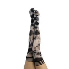 KIXIES MACKENZIE: BLACK AND WHITE TIE DYE THIGH HIGHS ALL SIZES