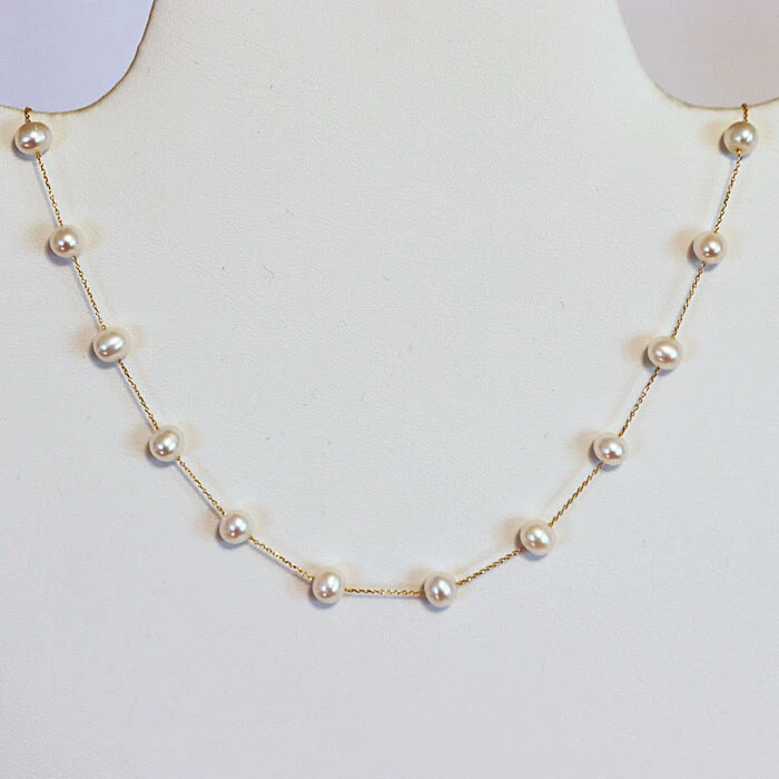 EFFY New 14K Yellow Gold and 6mm Freshwater Pearl Station Necklace 16