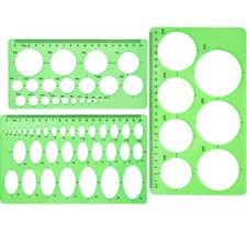 Circle Template 3 Pieces Plastic Circle and Oval Templates Measuring Template...