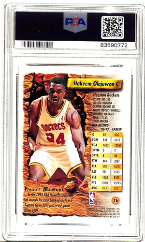 1993 Finest Refractor HAKEEM OLAJUWON Signed Card Auto Graded PSA/DNA 10 Slabbed - Picture 2 of 2